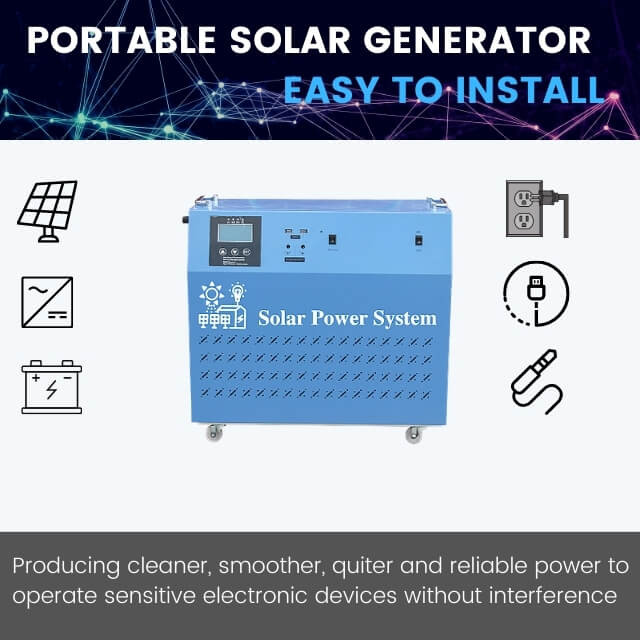 Portable solar generator 2000W with LiFePo4 battery at 220V 110V output